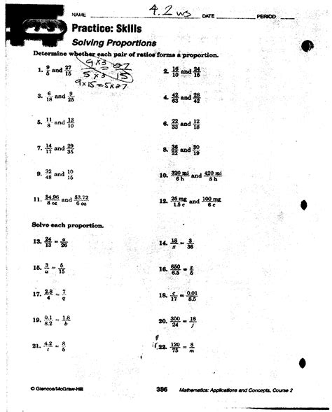 solving proportions worksheet answers key with work